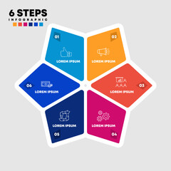 Wall Mural - infographic circular diagram with 6 options. star chart that can be used for business analytics, dat