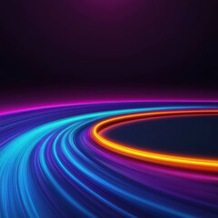 Wall Mural - colorful light trails in abstract background with vibrant shades of blue and orange