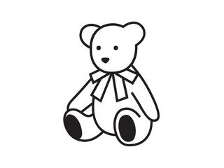 Wall Mural - vector isolated one single sitting teddy bear toy colorless black symbol icon logo infographics glyp