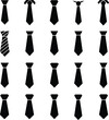 © VectaNoor - Comprehensive vector illustration set of diverse necktie designs, perfect for fashion, business, formal wear, and apparel-related graphic projects.