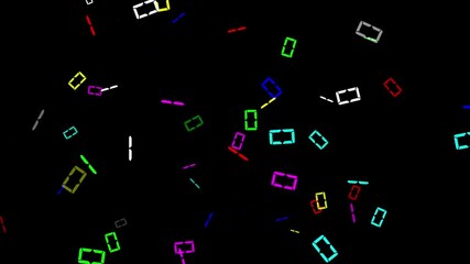 Colorful binary digital motion graphics with plain black background
