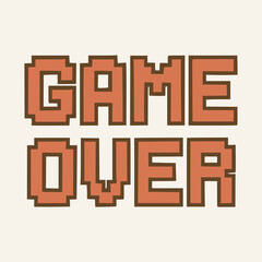 game over retro 8 bit pixel flat color vector illustration template design