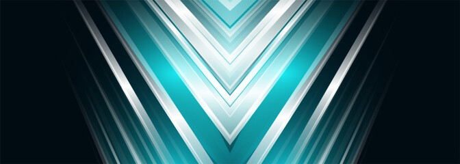Poster - Black and blue 3D modern futuristic abstract geometric background.