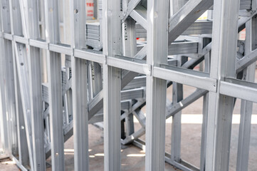 light gauge steel framing system used for house construction. wall to be clad with fibre cement boar