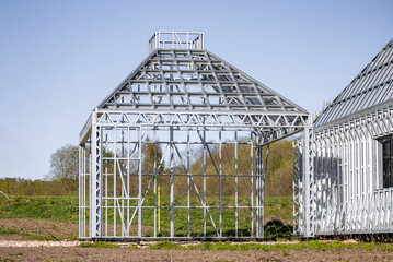 light gauge steel framing system used for house construction. wall to be clad with fibre cement boar