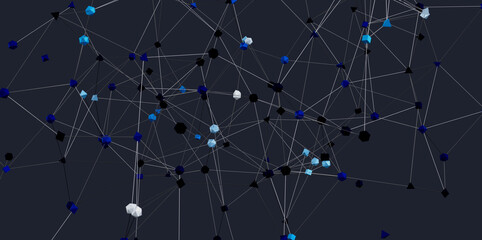 Poster - 3D rendering of a complex network. Ideal for technology, connectivity, and data concepts.