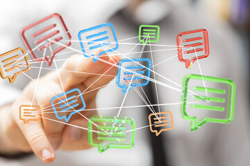 Aufkleber - Image of interconnected speech bubbles, representing global communication and networking.