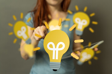 Aufkleber - Creative ideas, innovation, brainstorming, technology, solutions, bright future, progress, success, growth, inspiration.
