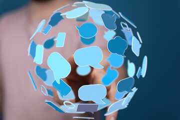 Aufkleber - Abstract image depicting a network of communication, ideal for social media, technology, and global connection concepts.