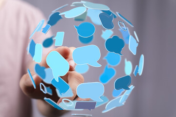 Aufkleber - Abstract image depicting global communication and social media networking.  Perfect for tech, marketing, and communication concepts.