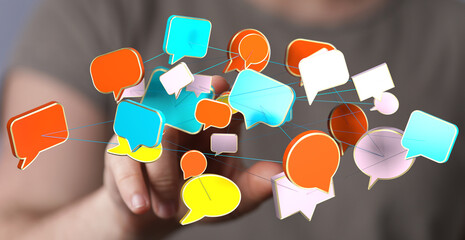 Aufkleber - Abstract image of interconnected speech bubbles, symbolizing global communication and networking.