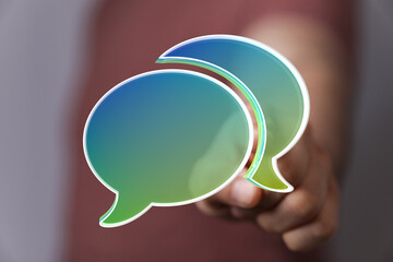 Aufkleber - Abstract image of two speech bubbles, symbolizing communication and dialogue.