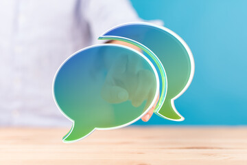 Aufkleber - Abstract image of speech bubbles and a hand, ideal for communication or feedback concepts.