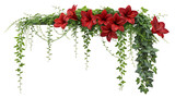 Cascading Floral Arrangement with Deep Red Amaryllis and Lush Greenery