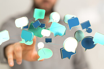 Aufkleber - Abstract image of interconnected speech bubbles, symbolizing global communication and networking.