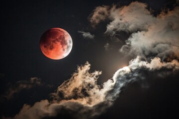 Wall Mural - full moon over the clouds