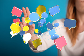 Aufkleber - Abstract image of communication network, social media, online chat, connectivity.