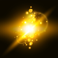 Fototapete - Futuristic energy core with vibrant light beams and radiating particles. Vector illustration.	