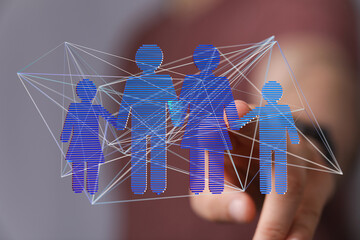 Aufkleber - Modern digital family illustration.  Concept of family connection and relationships.