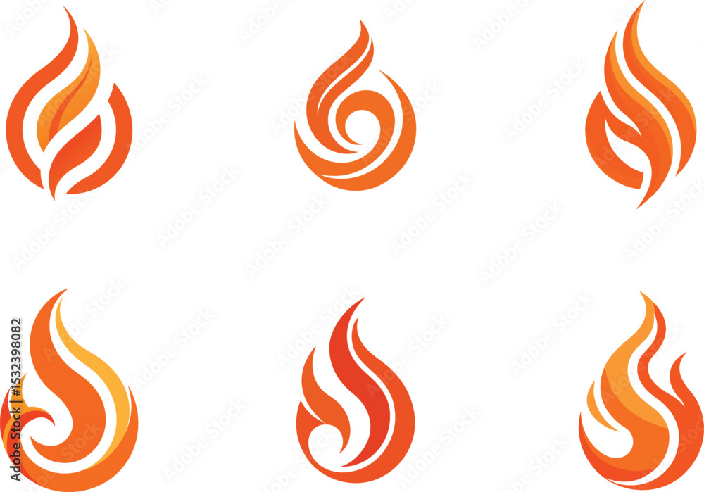 Six abstract flame logos perfect for branding design projects needing ...