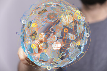 Fototapete - Abstract image of a global network, representing digital connections and communication.