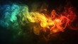 © Muhimah - Colorful smoke swirls on black background, abstract art, design element