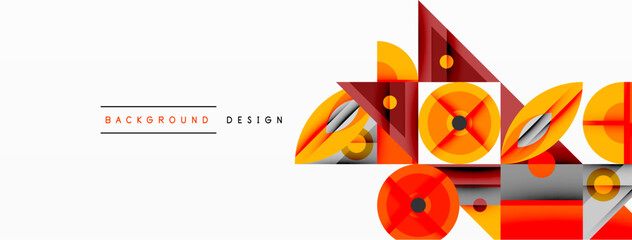 Poster - Abstract geometric shapes, orange, gray, black. Modern design elements overlap, creating dynamic composition. Minimalist style, clean lines.