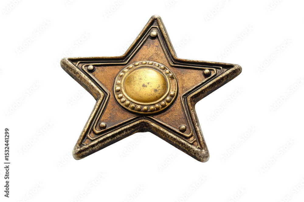 Gold star sheriff badge isolated on transparent background Stock Photo ...