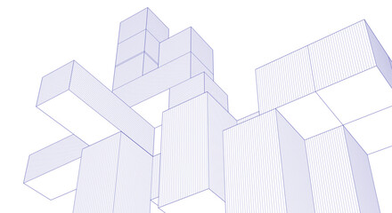 Wall Mural - abstract architecture modular construction 3d