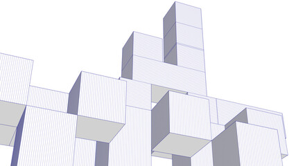 Wall Mural - abstract architecture modular construction 3d
