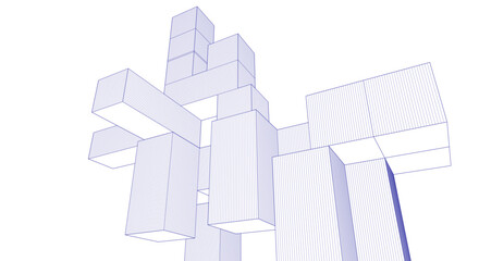 Wall Mural - abstract architecture modular construction 3d