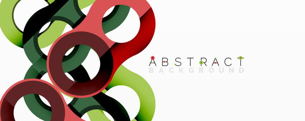 Poster - Bright abstract design features colorful ribbon loops. Modern graphic element, clean lines, vibrant colors, simple composition.