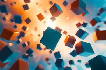 Wall Mural - Abstract Cubes in Motion