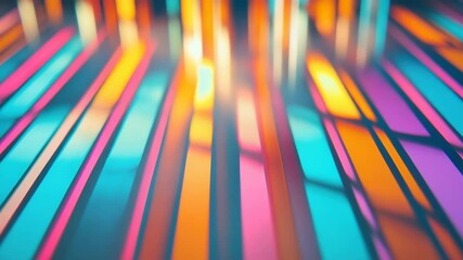 Wall Mural - colorful abstract light pattern with vibrant blue, orange, and pink stripes creating dynamic and ene