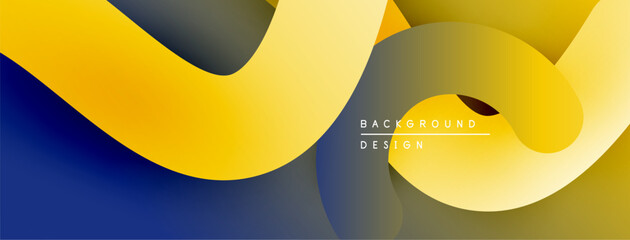 Aufkleber - Abstract fluid shapes, yellow, gray, blue gradients. Modern design element for backgrounds, presentations. Minimalist aesthetic.
