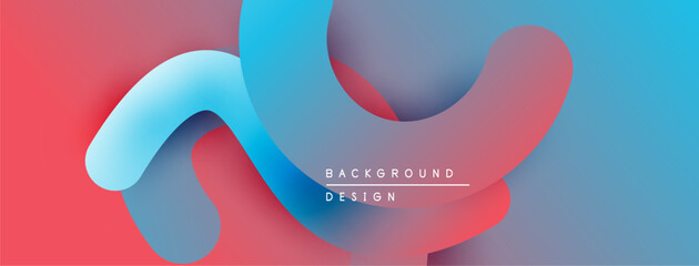 Aufkleber - Abstract fluid shapes overlap, creating vibrant color gradients. Red, blue, purple hues blend smoothly. Modern design element.