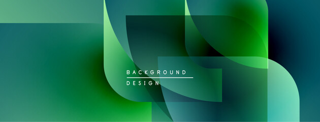 Poster - Abstract geometric shapes, gradients, teal hues dominate design. Modern aesthetic, smooth transitions create visual depth.