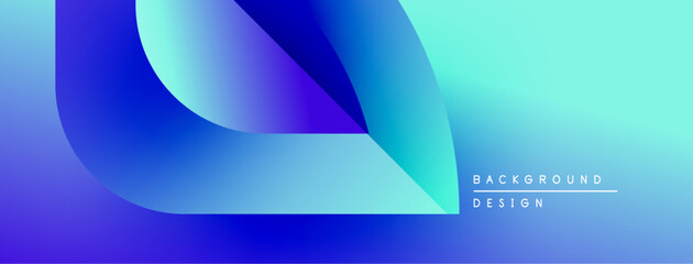 Poster - Abstract gradients blend, creating dynamic shapes. Blue, turquoise hues dominate design, offering modern aesthetic. Minimal text present.