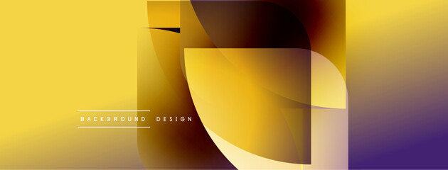 Aufkleber - Abstract design features vibrant yellow, orange, purple gradients. Overlapping shapes create dynamic visual effect. Modern, smooth transitions.