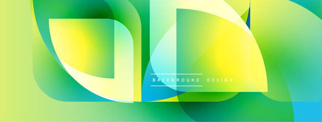 Aufkleber - Abstract vibrant design. Overlapping shapes create dynamic visual effect. Green, yellow, blue hues dominate composition. Modern aesthetic.