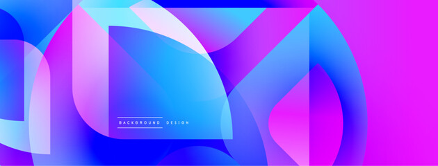 Aufkleber - Abstract fluid shapes blend vibrant blues, pinks. Overlapping layers create dynamic visual texture. Modern design element for backgrounds.
