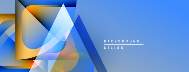 Aufkleber - Abstract geometric shapes overlap, creating dynamic blue gradient background. Text reads background design. Modern visual composition.