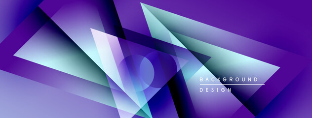 Aufkleber - Abstract geometric shapes overlap, creating vibrant purple, blue gradients. Modern design elements suggest digital art, background texture.