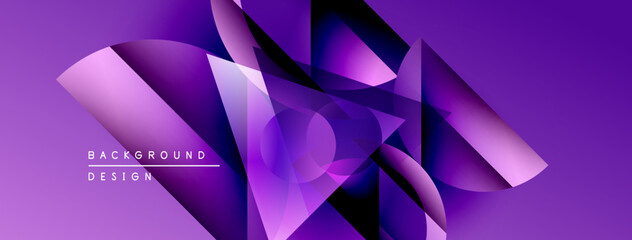 Aufkleber - Abstract purple design features geometric shapes, gradients, dynamic composition. Modern background ideal for presentations, graphics.