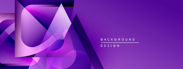 Poster - Abstract purple design features overlapping shapes, gradients. Modern aesthetic suitable for banners, presentations. Minimalist style.