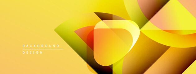 Aufkleber - Abstract yellow design features overlapping shapes. Gradient colors create dynamic visual effect. Modern background suitable for various projects.
