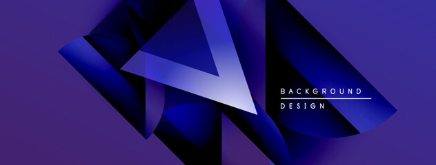 Poster - Abstract geometric shapes, vibrant blue hues, dynamic composition. Modern design element for backgrounds, presentations.