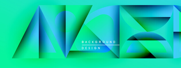 Poster - Abstract geometric design. Vivid turquoise, green gradients create layered effect. Modern background suitable for digital projects.