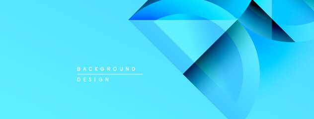 Aufkleber - Abstract blue design. Geometric shapes overlap creating dynamic visual effect. Modern background suitable for presentations, websites.