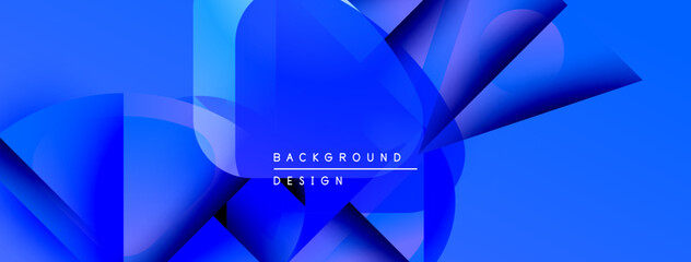 Poster - Abstract blue design features dynamic shapes, gradients. Modern aesthetic suitable for backgrounds, presentations, digital art. Clean, vibrant composition.